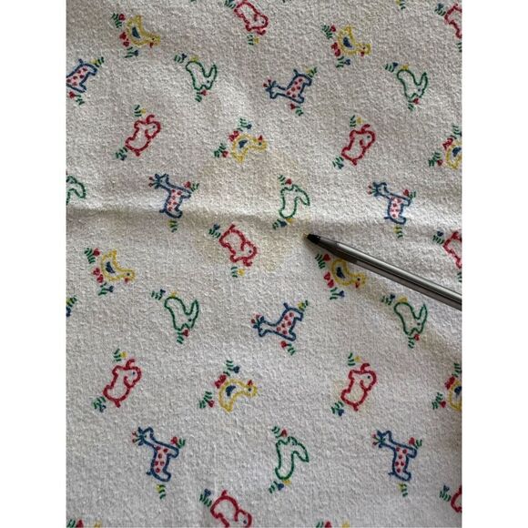 Vintage baby blanket unisex swaddle burp cloth fabric material animal duckling p - Picture 3 of 3